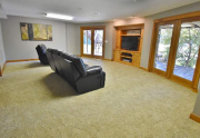 Basement family room with built-in entertainment center