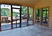 Screened porch with lake views