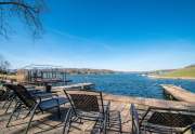 Stone patio at lake