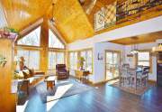 Vaulted, knotty pine ceilings