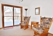 Sitting area overlooking lake