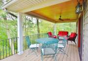 Composite decking with wood ceiling