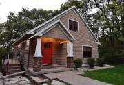 Vinyl shake shingles and stone accents